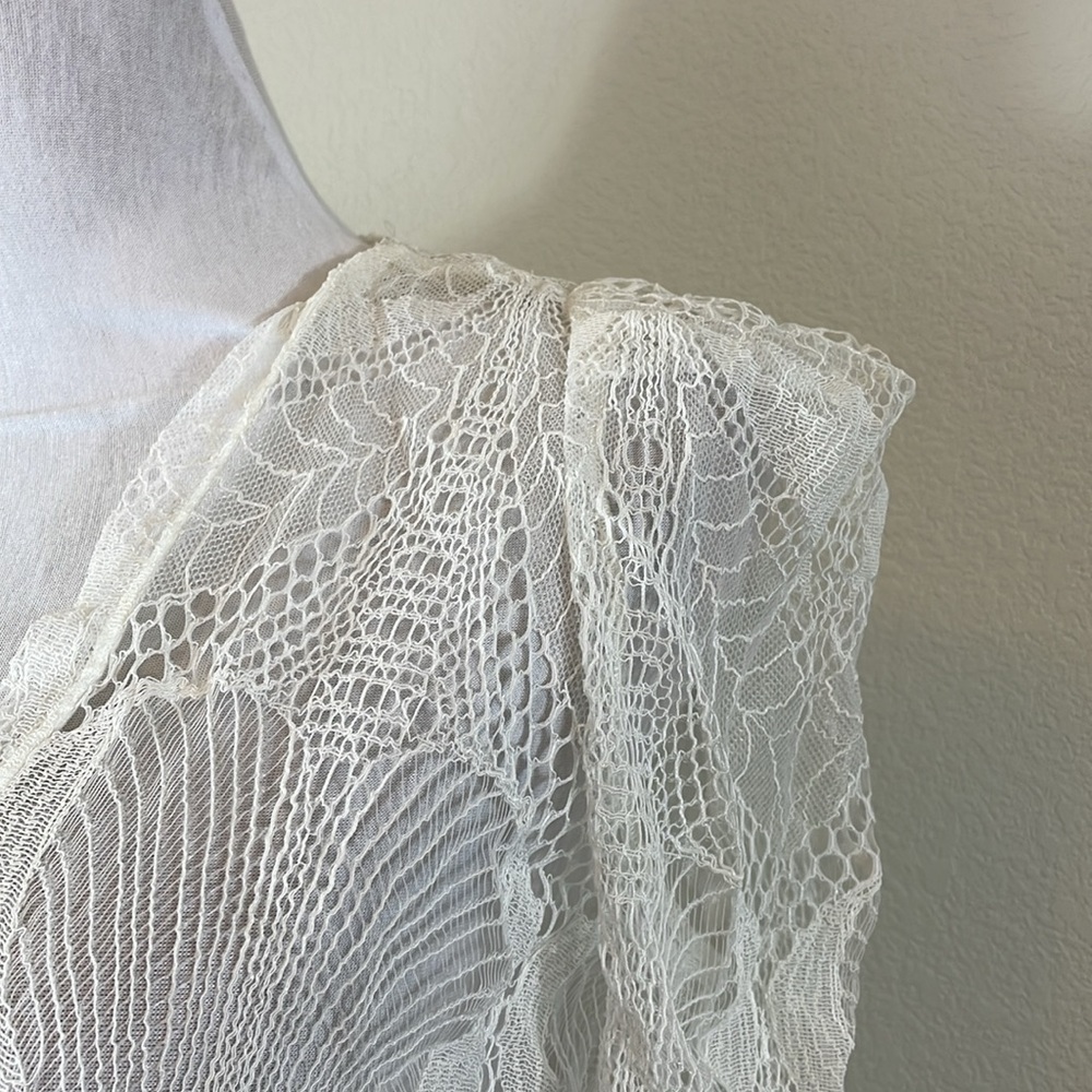 Maje White Lace Blouse Cardigan Size 2‎ - Picture 4 of 6